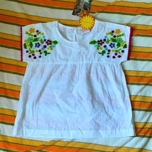 NWT Masala Kids girls floral embroidered top in size 10